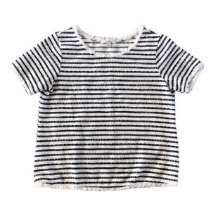 Green Envelope Textured Fray Fringe Striped Top